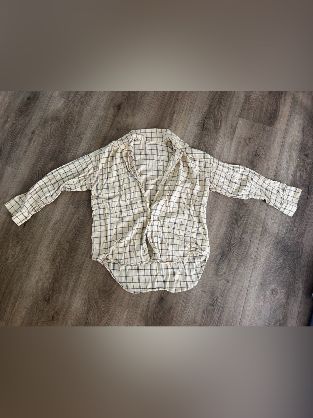 Madewell Cream Plaid Button-Down Shirt with Navy Grid